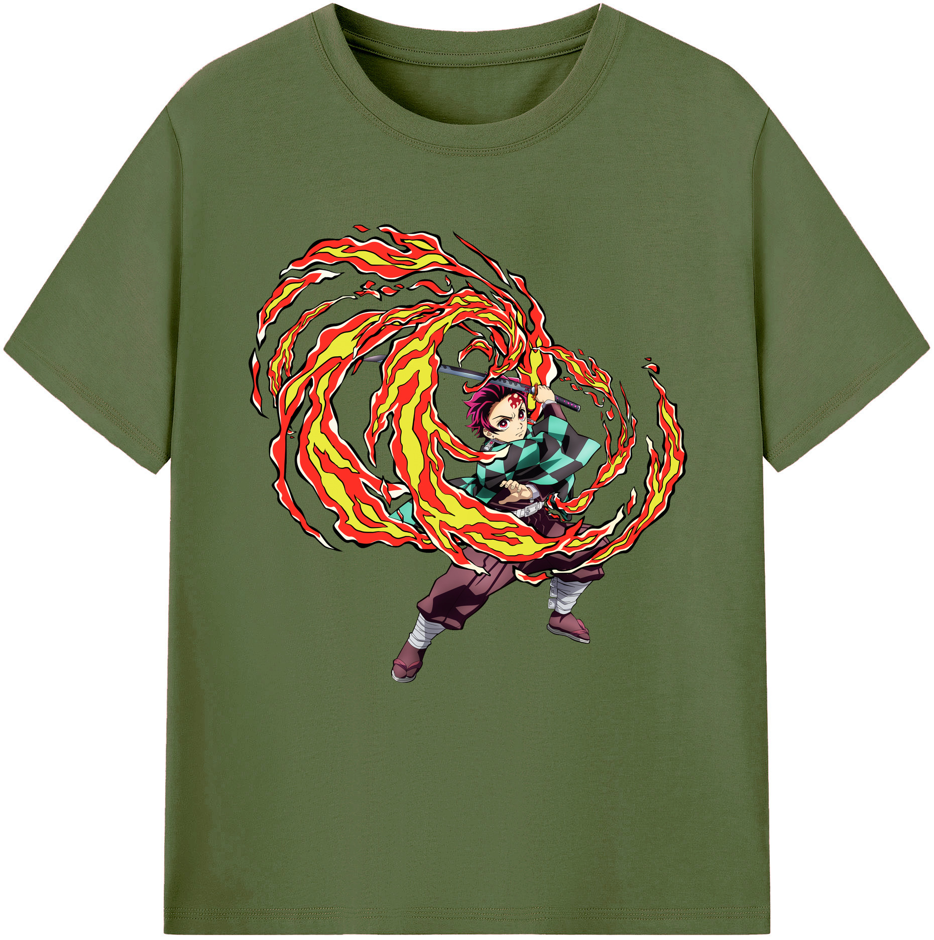 （画像用） 鬼滅の刃 竈門 炭治郎／かまど たんじろう Kamado Tanjirou 綿100％半袖Tシャツ（フロントプリント）